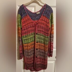 EUC Mango Moon colorful rayon/silk cardigan. Size M